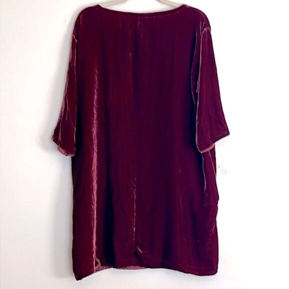 Eileen Fisher burgundy velvet tunic with pockets size petite large - Picture 2 of 8